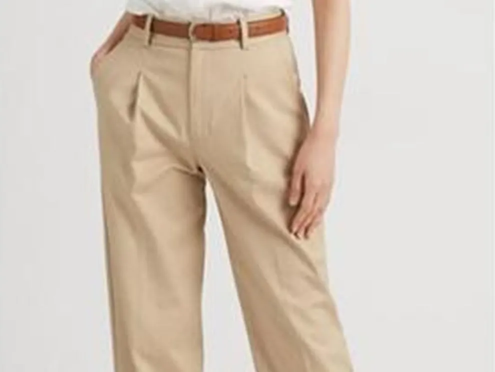 Ralph Lauren Women's Double Faced Stretch Cotton Ankle Pants Brown Size 14