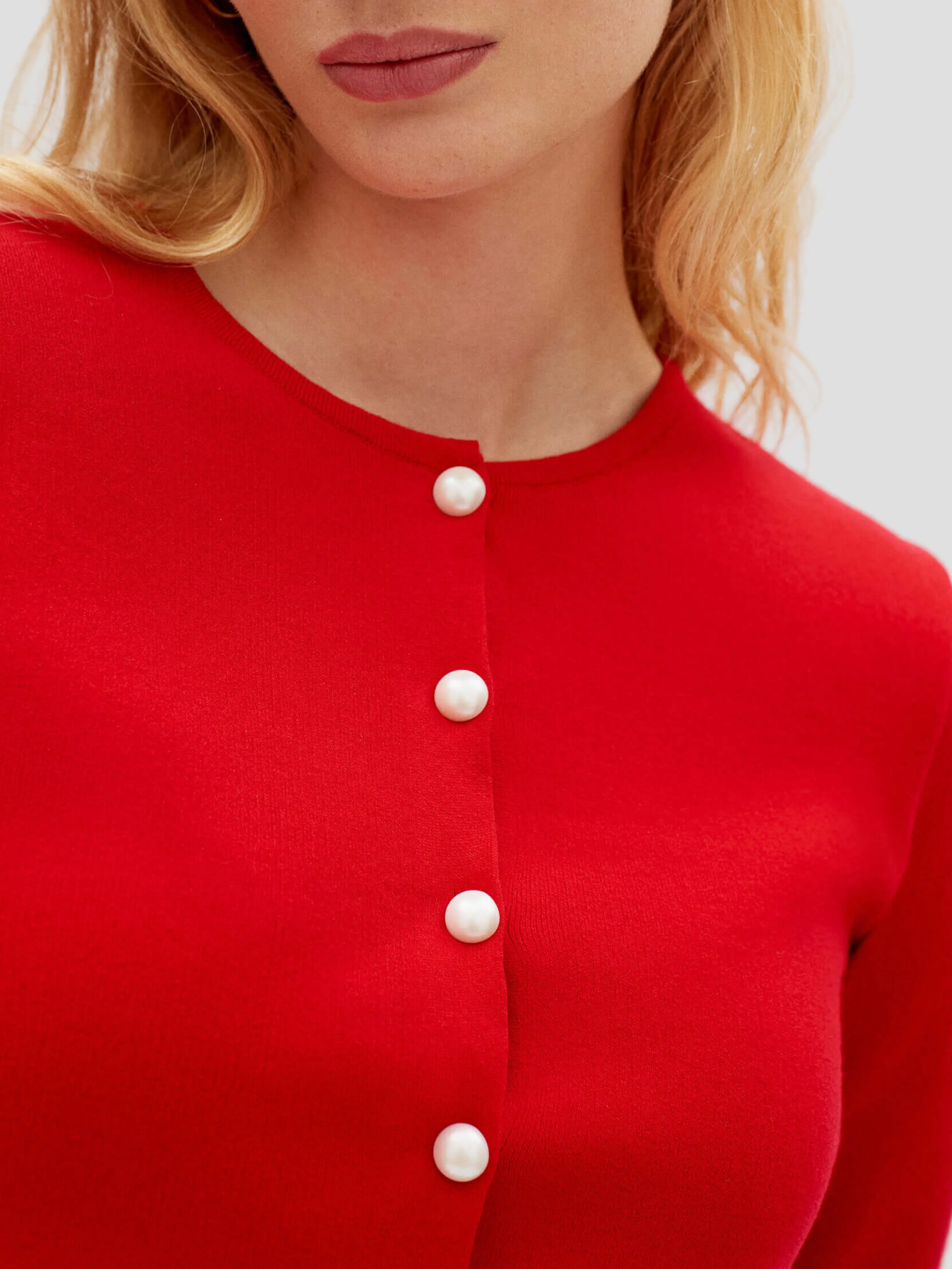 Red Knitted Cardigan w/ Detachable Feathers