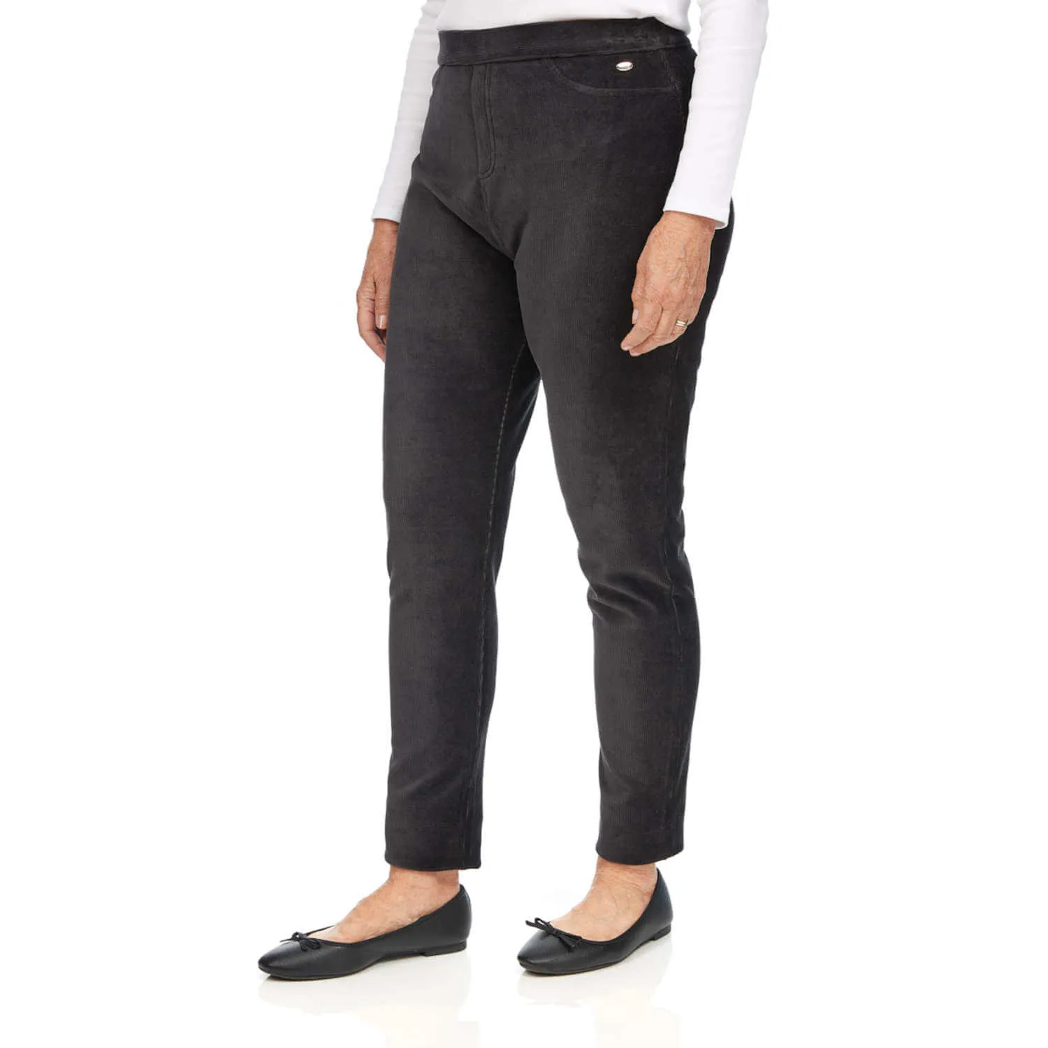 Ribbed Velour Trousers - Charcoal