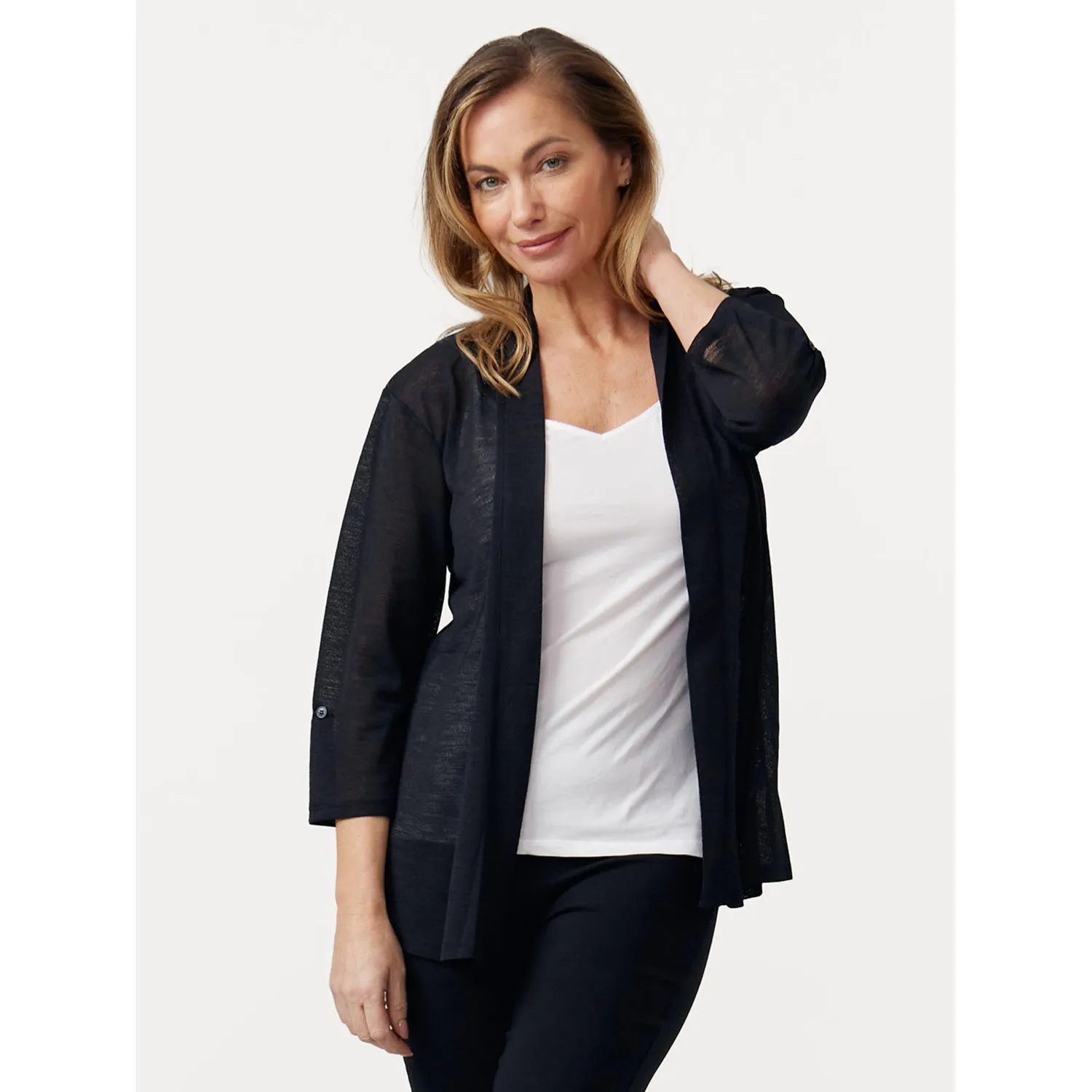 Roll Up Sleeve Cardigan - Black