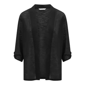 Roll Up Sleeve Cardigan - Black