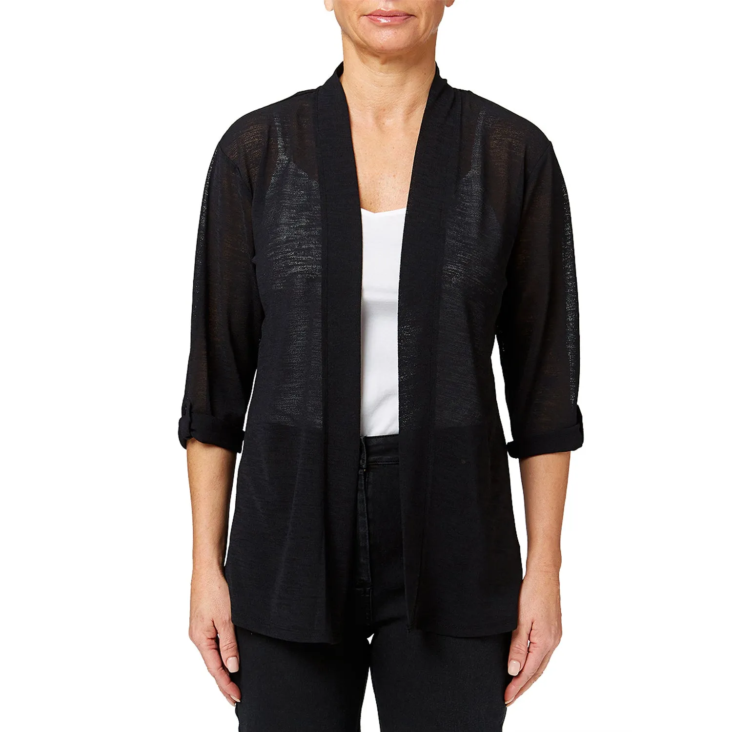 Roll Up Sleeve Cardigan - Black