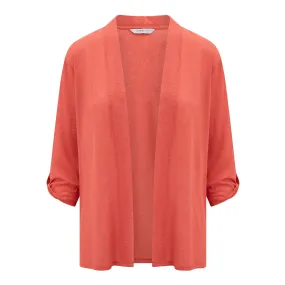 Roll Up Sleeve Cardigan - Coral