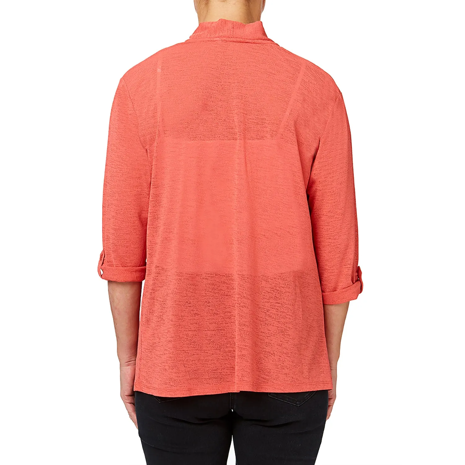 Roll Up Sleeve Cardigan - Coral