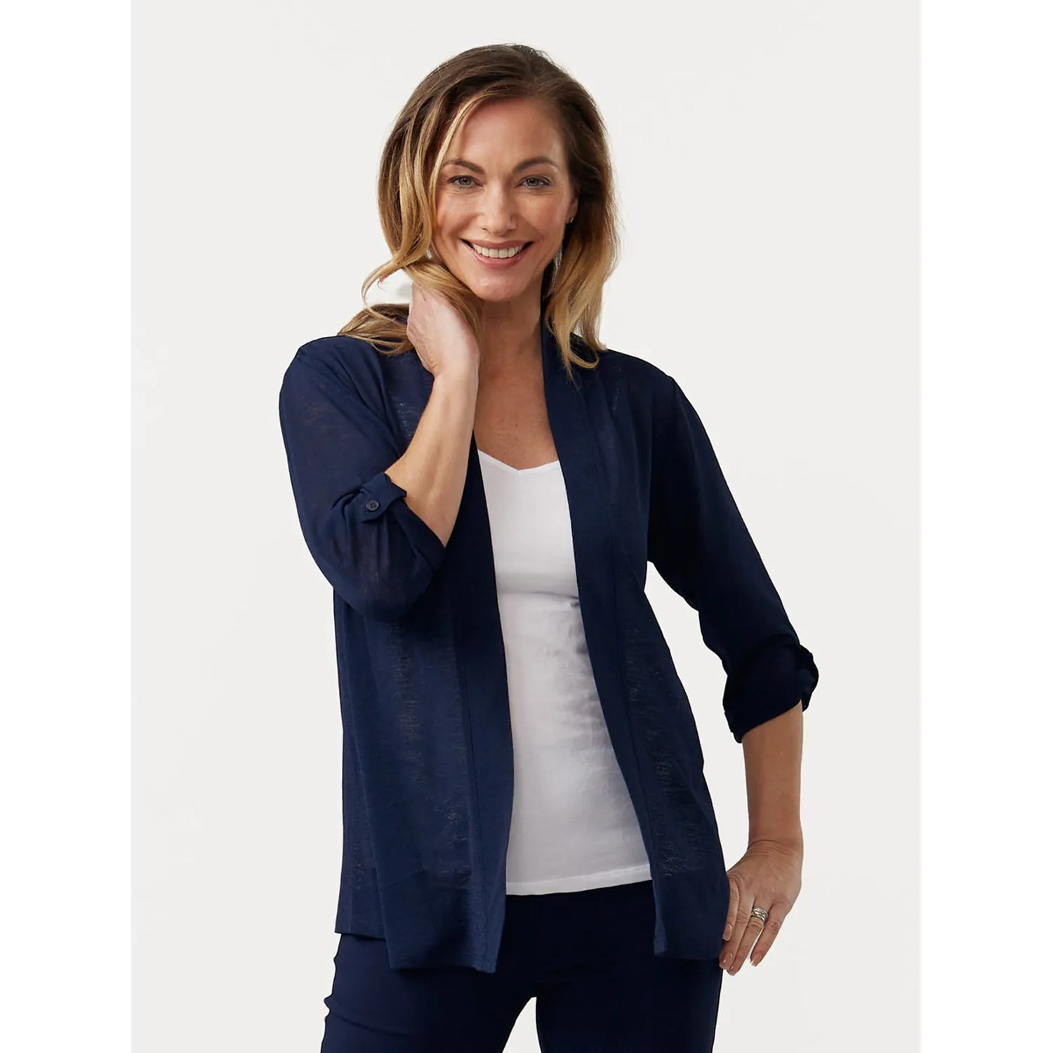 Roll Up Sleeve Cardigan - French Navy