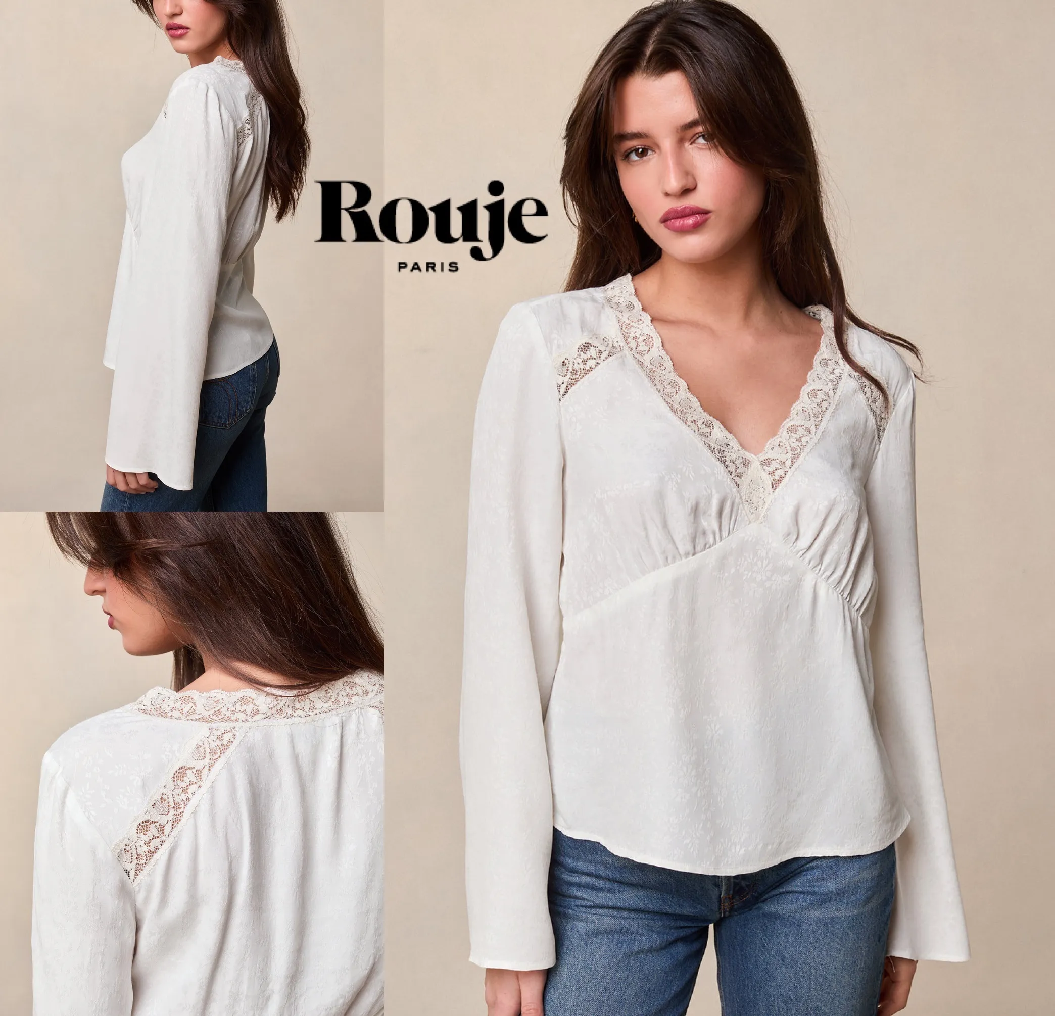 Rouje  |Flower Patterns Casual Style Blended Fabrics Long Sleeves