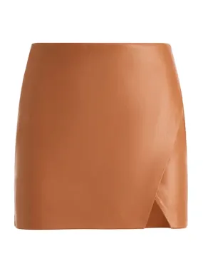 Siobhan Vegan Wrap Mini Skirt in Camel