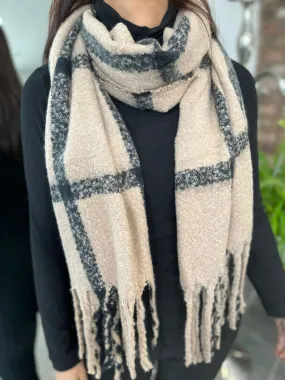 Soft Touch Checked Tassel Scarf