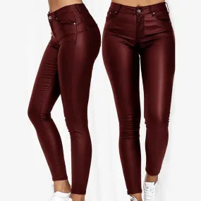 Solid Casual Sexy Stretch Bodycon Trousers