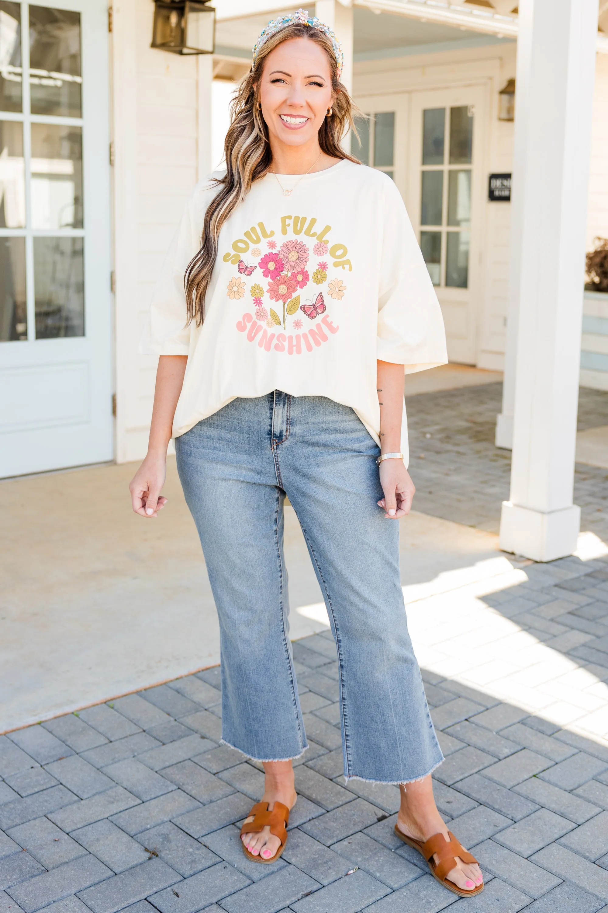 Soulful Sunshine Boyfriend Tee, Ivory