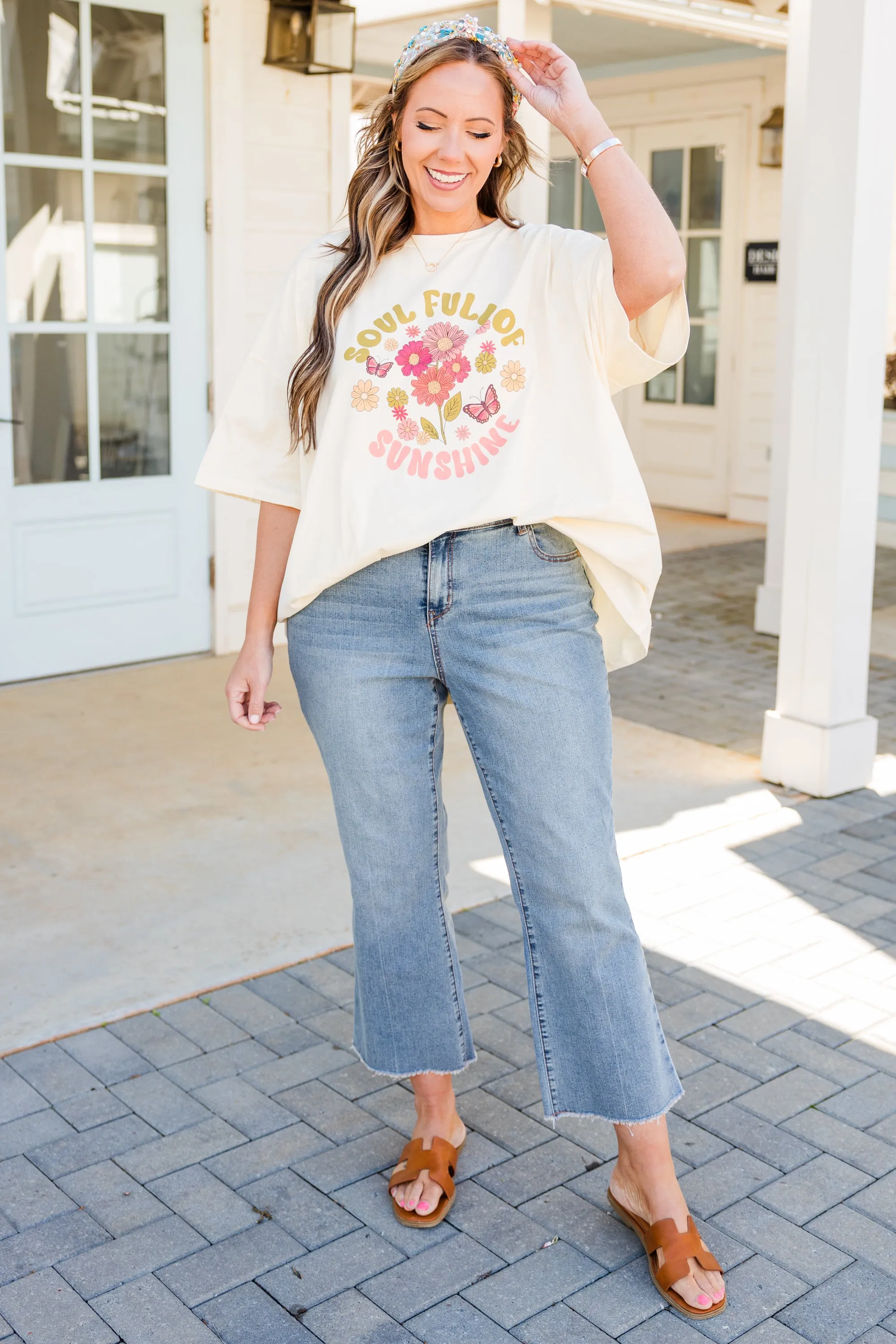 Soulful Sunshine Boyfriend Tee, Ivory