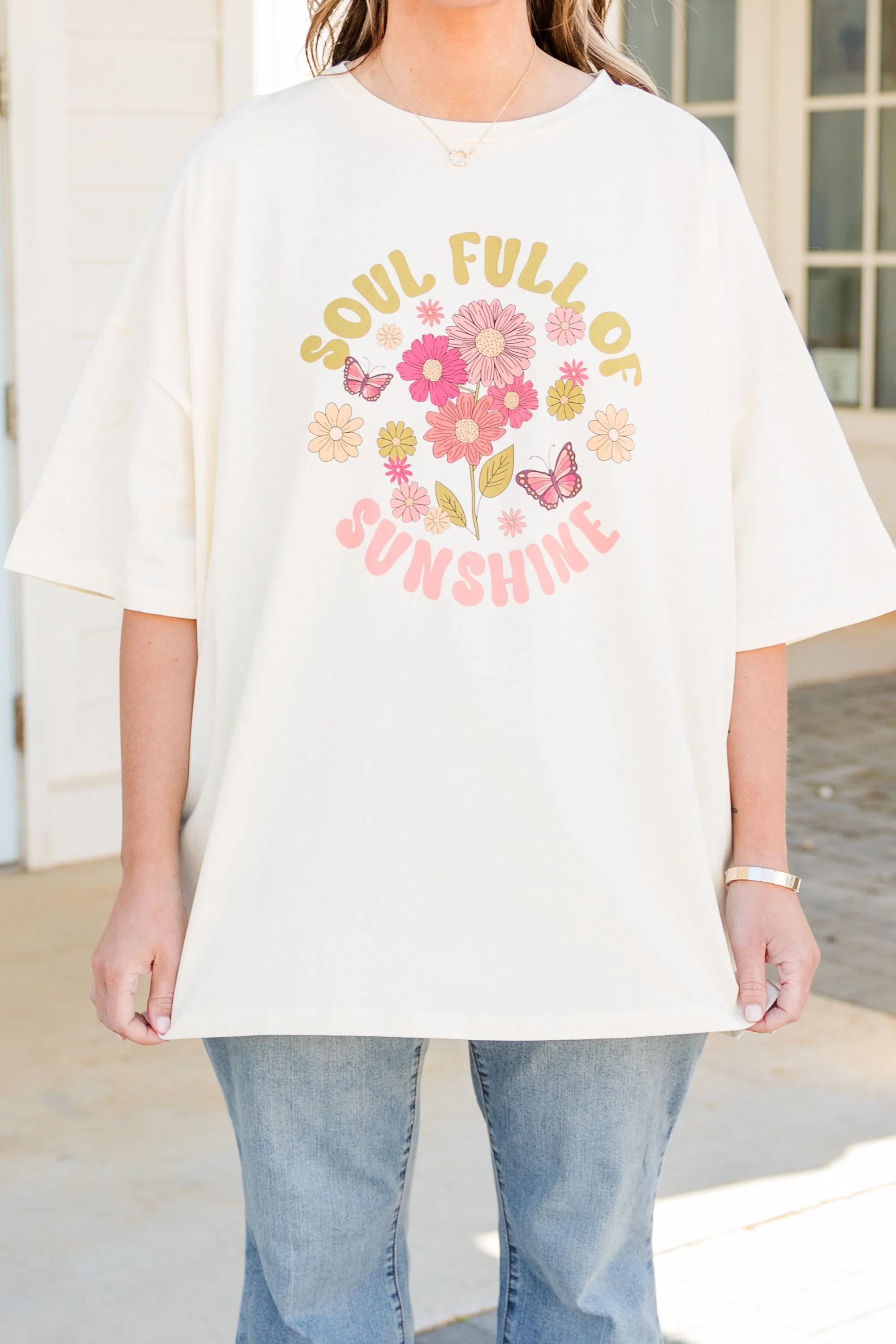 Soulful Sunshine Boyfriend Tee, Ivory