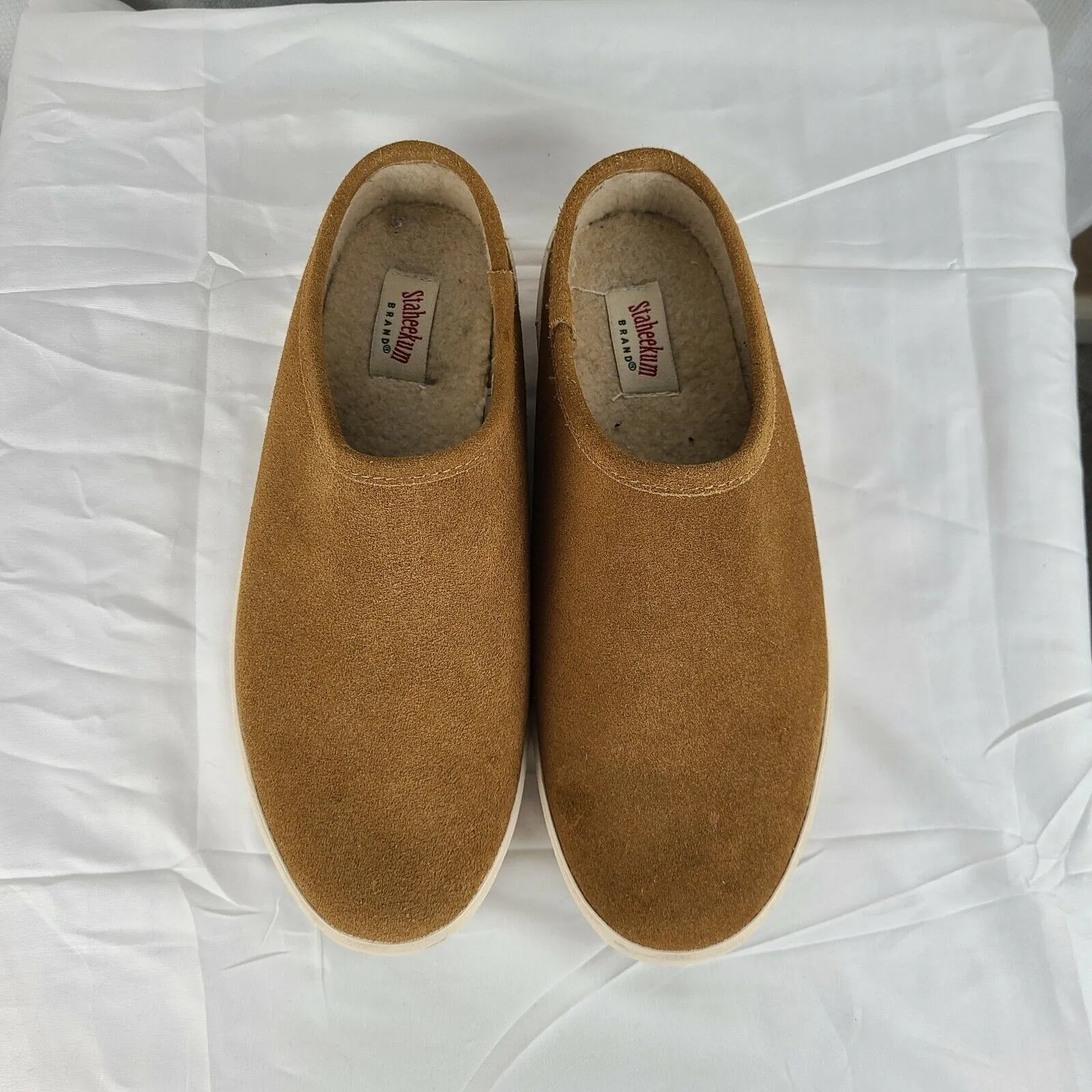 Staheekum Brand Cascade Mule Wheat Suede & Faux Fur Lined Slippers