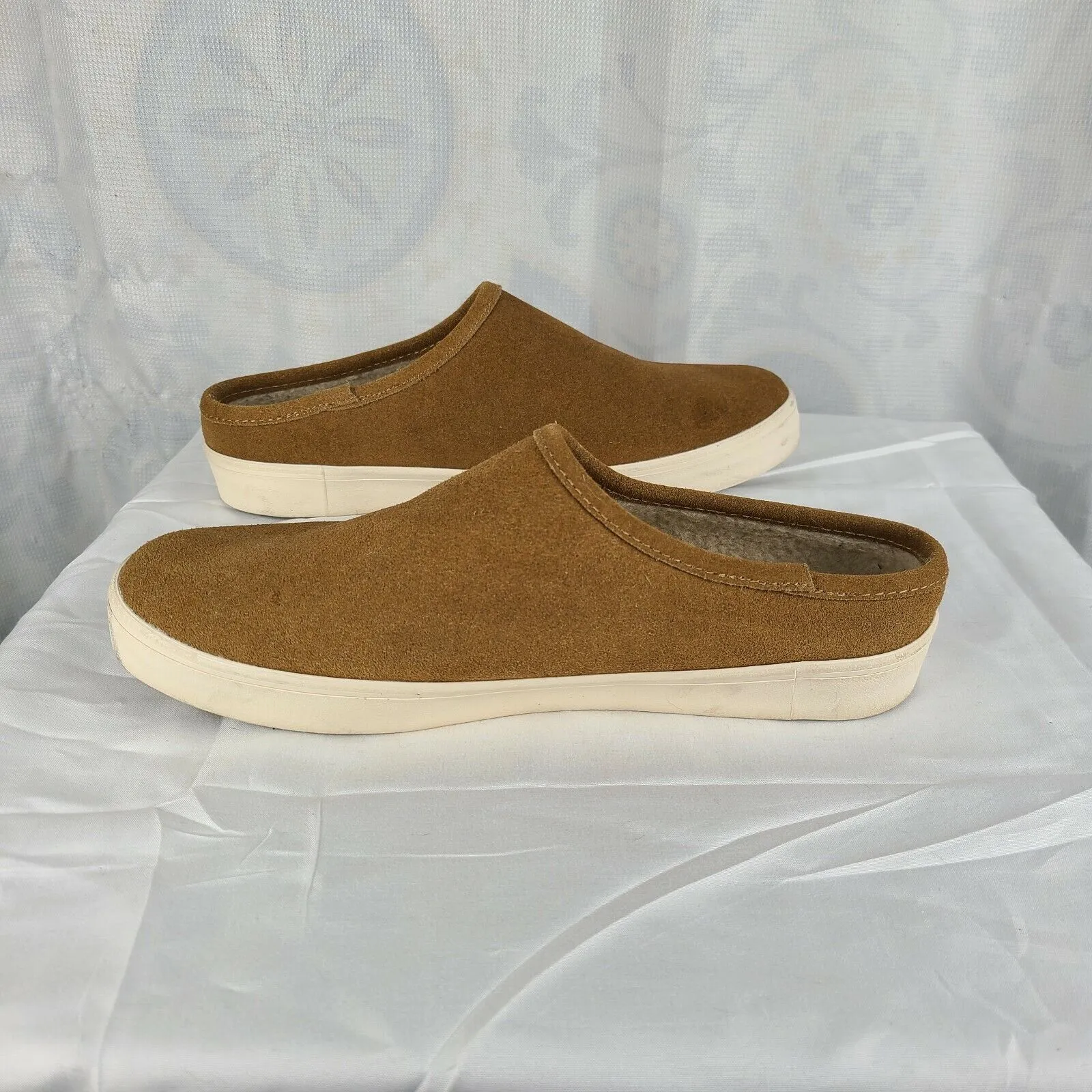 Staheekum Brand Cascade Mule Wheat Suede & Faux Fur Lined Slippers