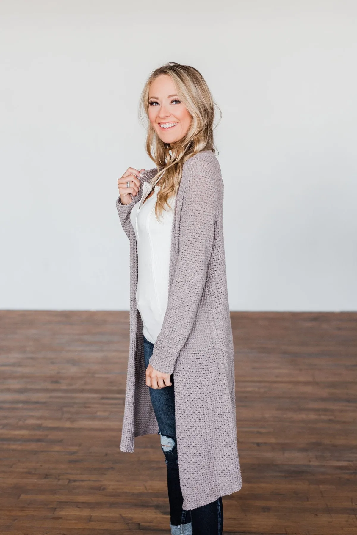 Stealing My Heart Long Knit Cardigan- Taupe