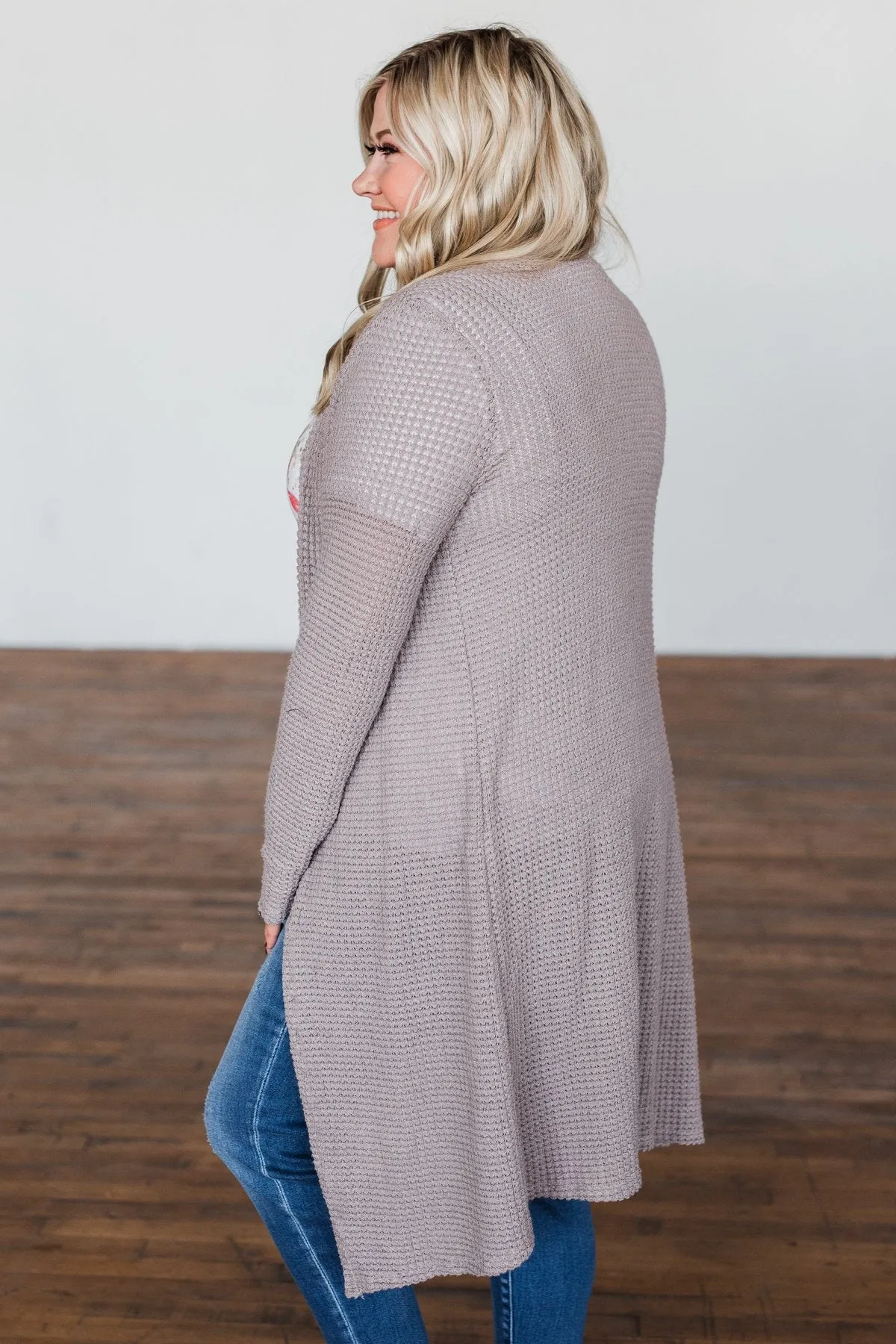 Stealing My Heart Long Knit Cardigan- Taupe