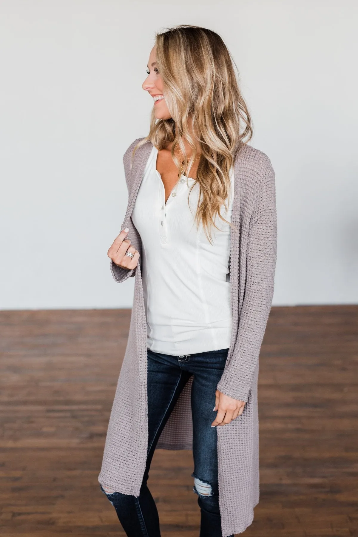 Stealing My Heart Long Knit Cardigan- Taupe