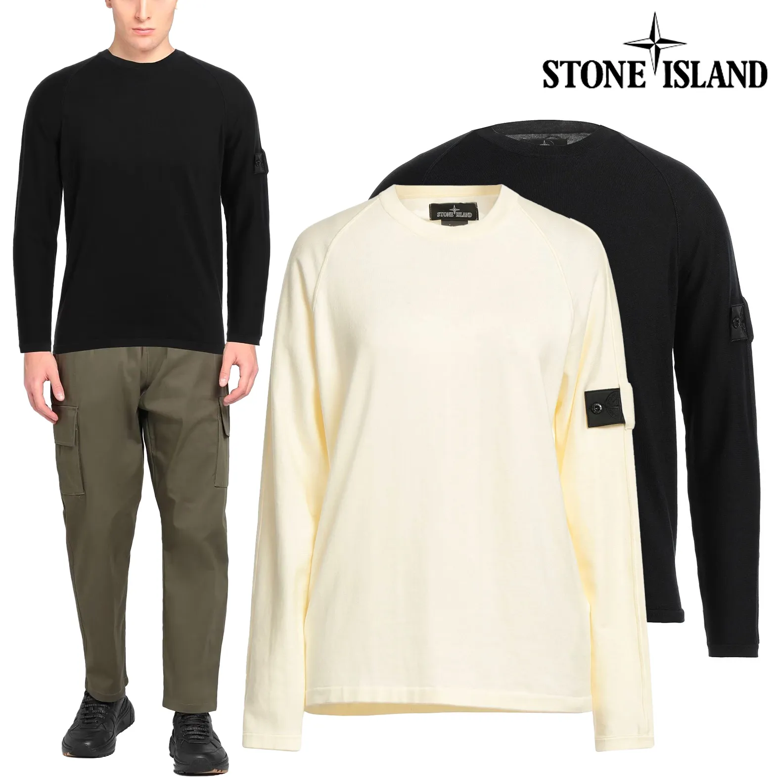 STONE ISLAND  |Crew Neck Pullovers Unisex Street Style Long Sleeves Plain