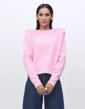 Sweatshirt with Padded Shoulders-Pink