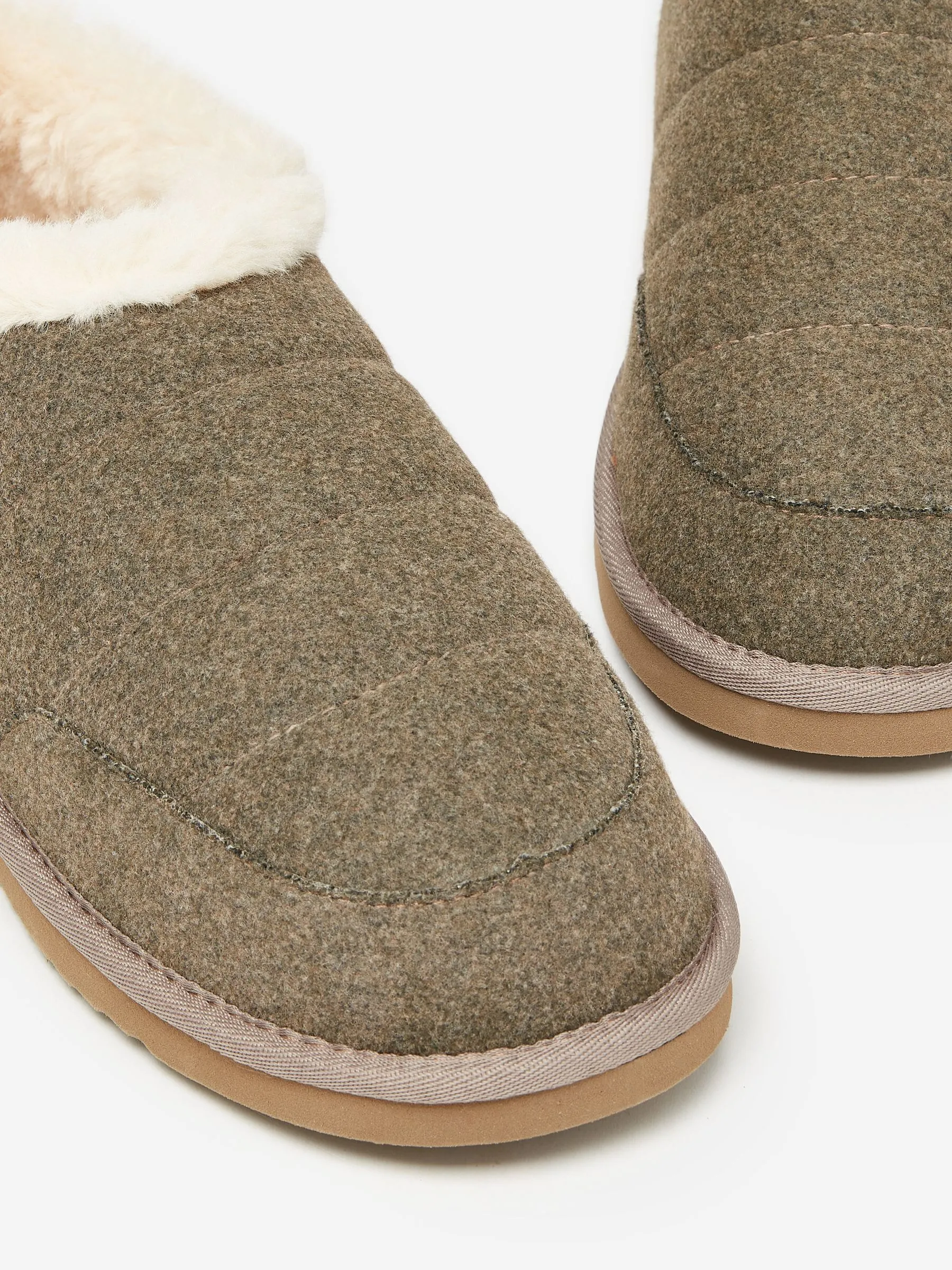 Tan Brown Faux Fur Lined Slippers