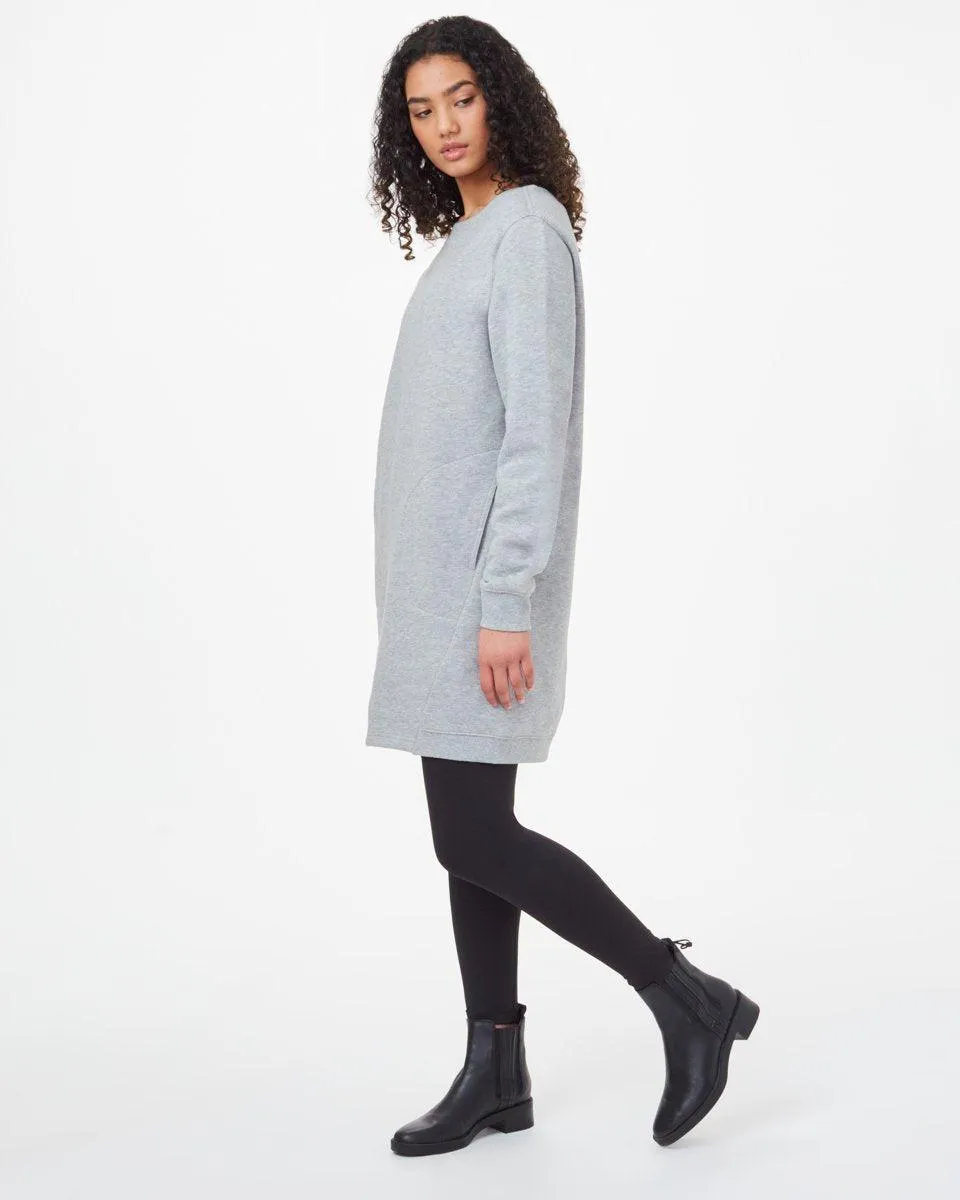 Tentree Fleece Crew Dress In Hi Rise Grey Heather