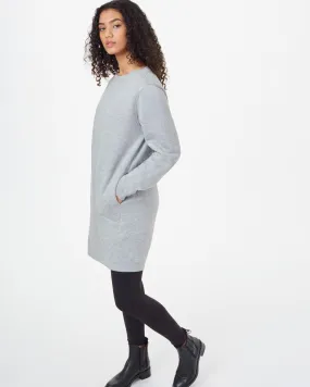 Tentree Fleece Crew Dress In Hi Rise Grey Heather