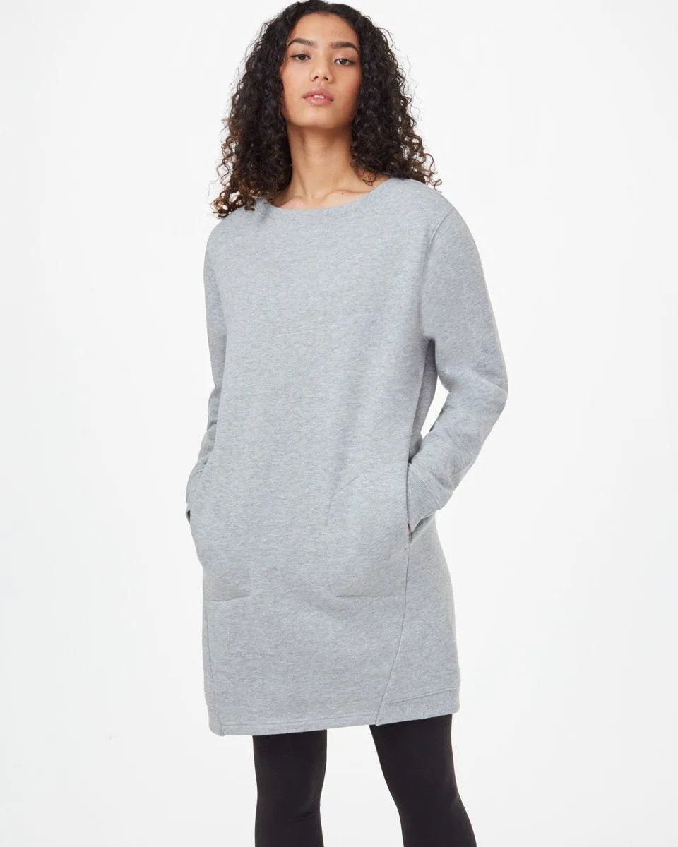 Tentree Fleece Crew Dress In Hi Rise Grey Heather