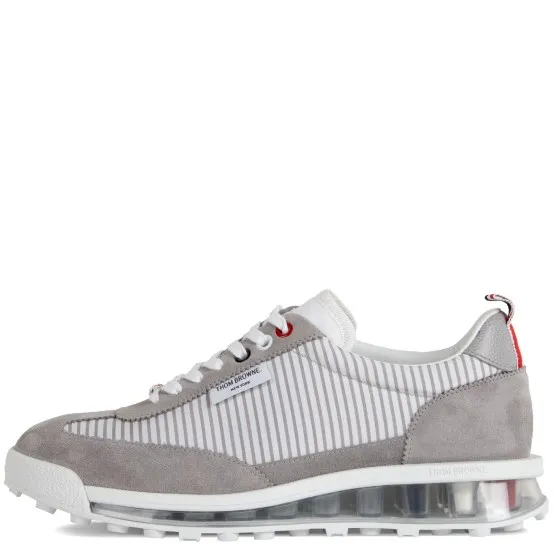 Thom Browne Tech Runner Seersucker Clear Sole Sneaker White/Grey