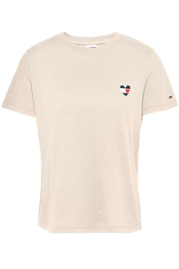 Tommy Hilfiger Women Heart Flag Tee Beige