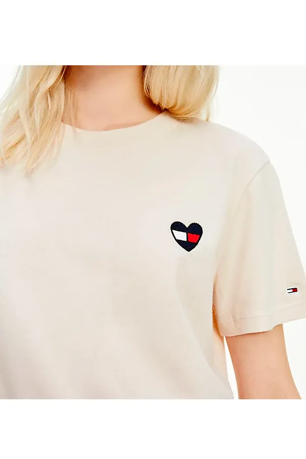 Tommy Hilfiger Women Heart Flag Tee Beige