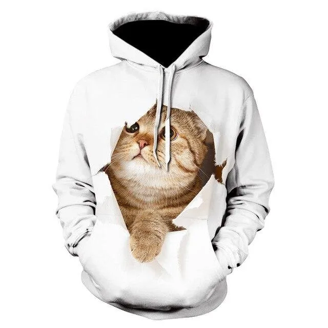 Two Cat Sweatshirts Long Sleeve 3D Hoodies Sweatshirt Pullover