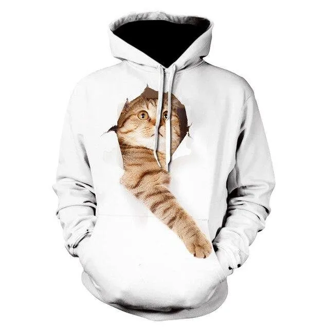 Two Cat Sweatshirts Long Sleeve 3D Hoodies Sweatshirt Pullover