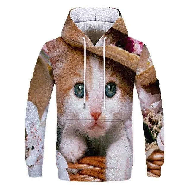 Two Cat Sweatshirts Long Sleeve 3D Hoodies Sweatshirt Pullover