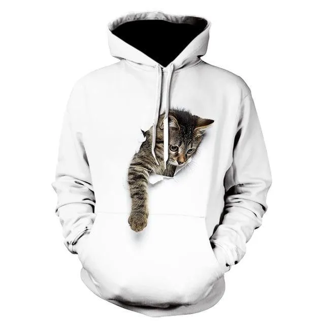 Two Cat Sweatshirts Long Sleeve 3D Hoodies Sweatshirt Pullover