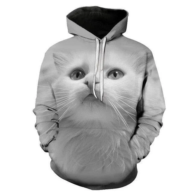 Two Cat Sweatshirts Long Sleeve 3D Hoodies Sweatshirt Pullover