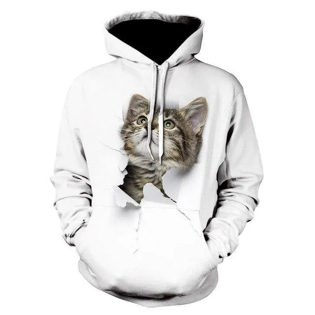 Two Cat Sweatshirts Long Sleeve 3D Hoodies Sweatshirt Pullover