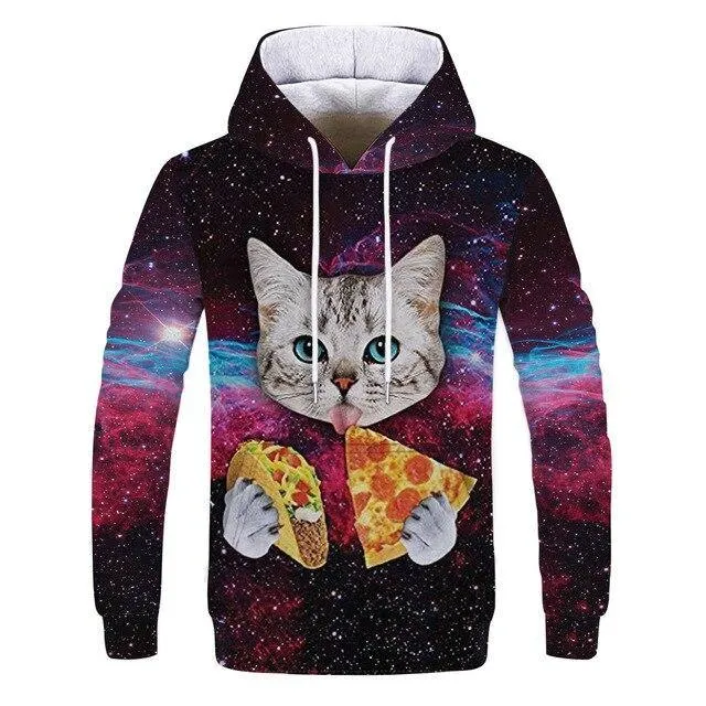 Two Cat Sweatshirts Long Sleeve 3D Hoodies Sweatshirt Pullover