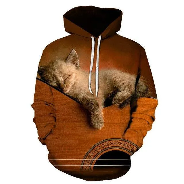 Two Cat Sweatshirts Long Sleeve 3D Hoodies Sweatshirt Pullover