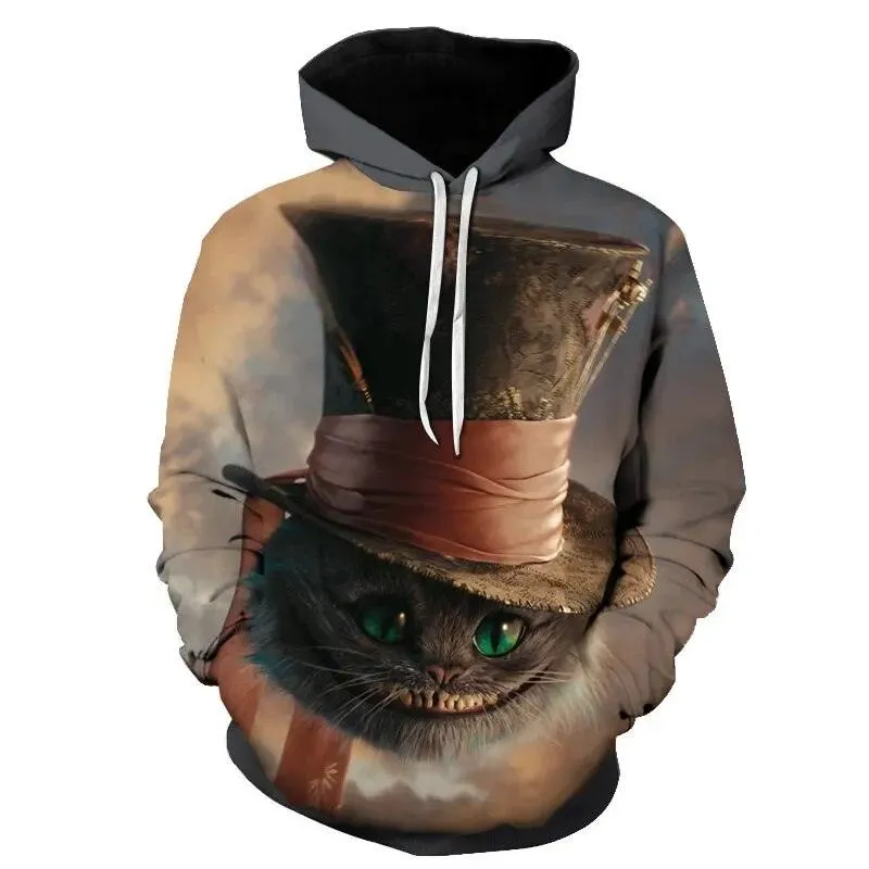 Two Cat Sweatshirts Long Sleeve 3D Hoodies Sweatshirt Pullover