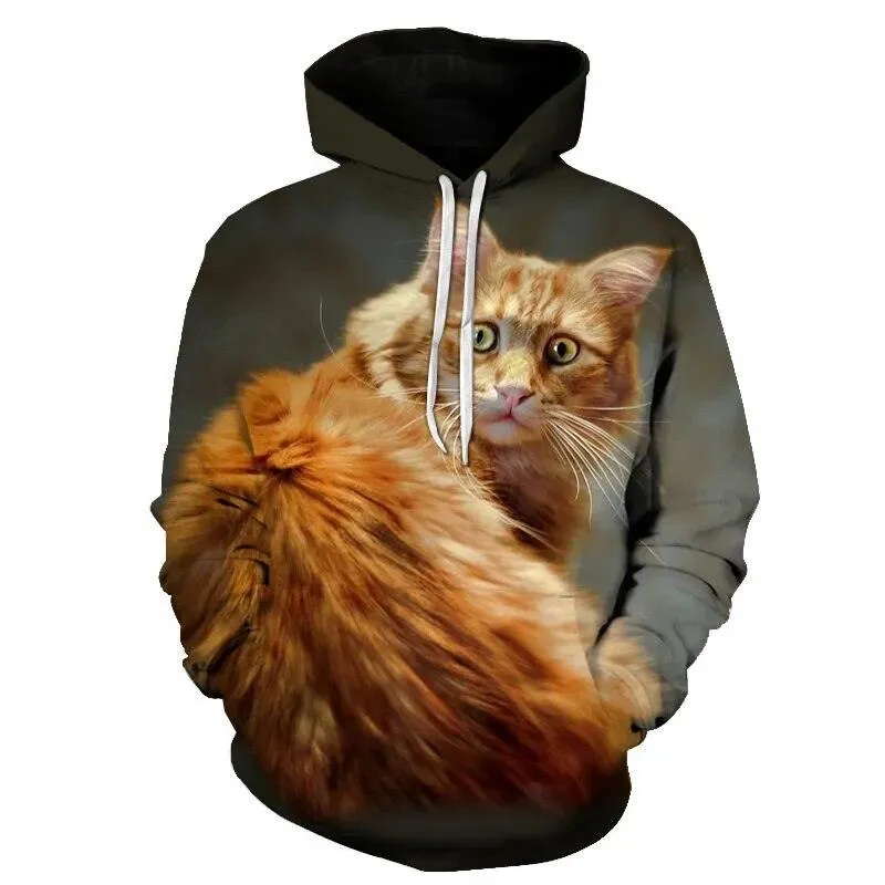 Two Cat Sweatshirts Long Sleeve 3D Hoodies Sweatshirt Pullover