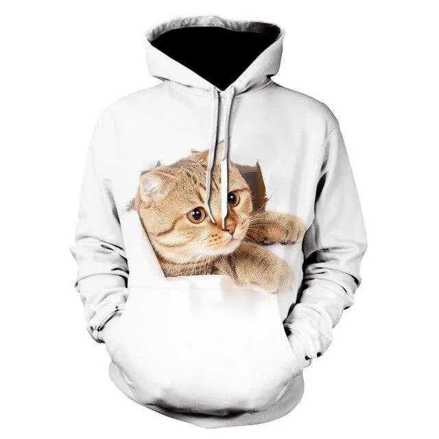 Two Cat Sweatshirts Long Sleeve 3D Hoodies Sweatshirt Pullover