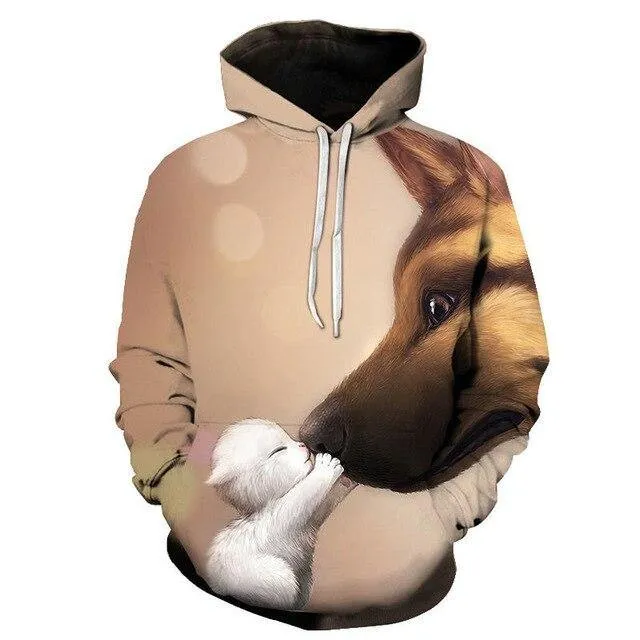 Two Cat Sweatshirts Long Sleeve 3D Hoodies Sweatshirt Pullover