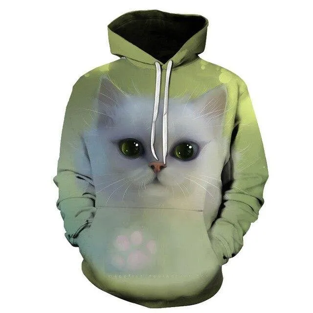 Two Cat Sweatshirts Long Sleeve 3D Hoodies Sweatshirt Pullover