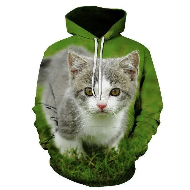 Two Cat Sweatshirts Long Sleeve 3D Hoodies Sweatshirt Pullover