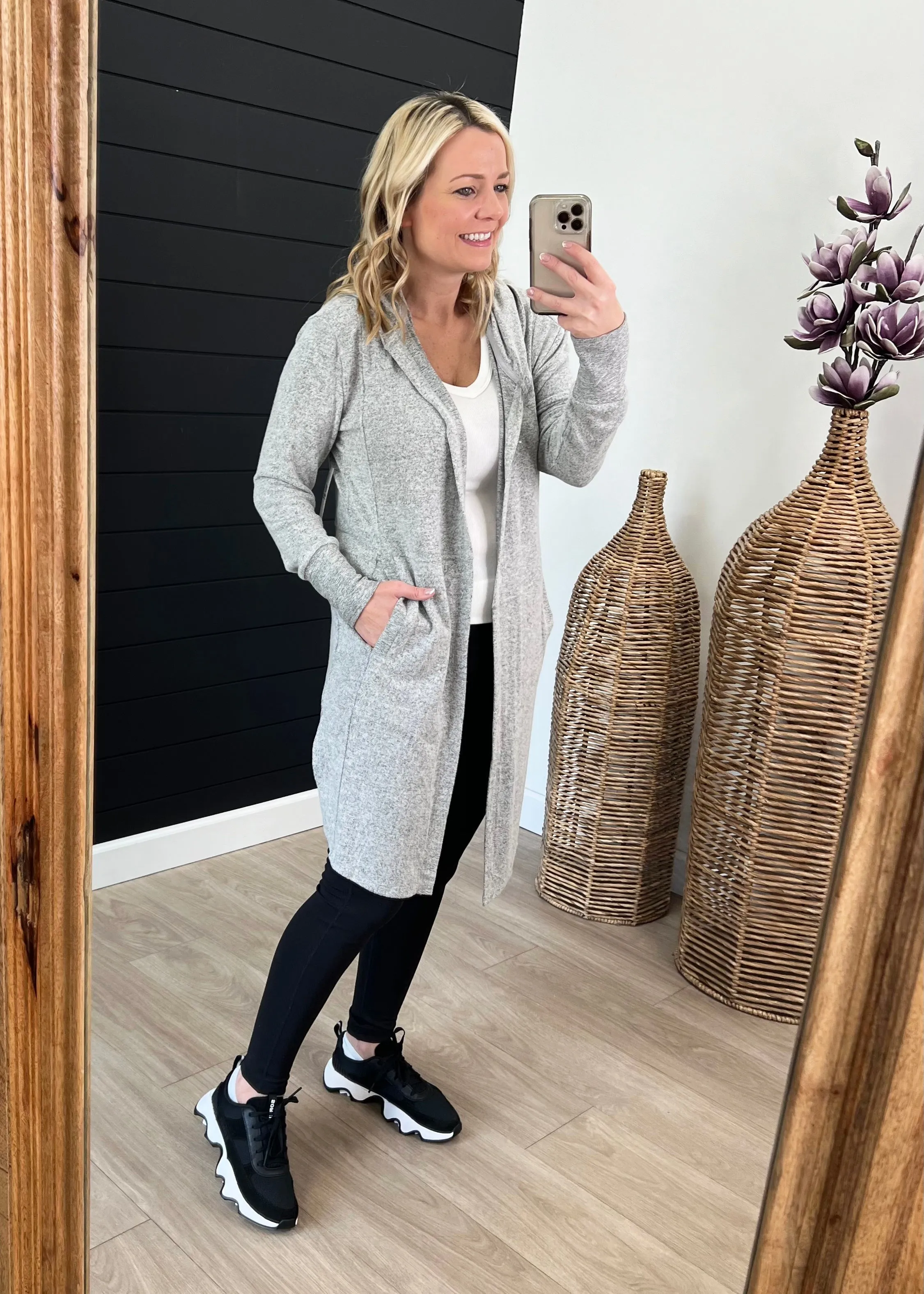 Two Tone Gray Super Soft Lightweight Cardigan