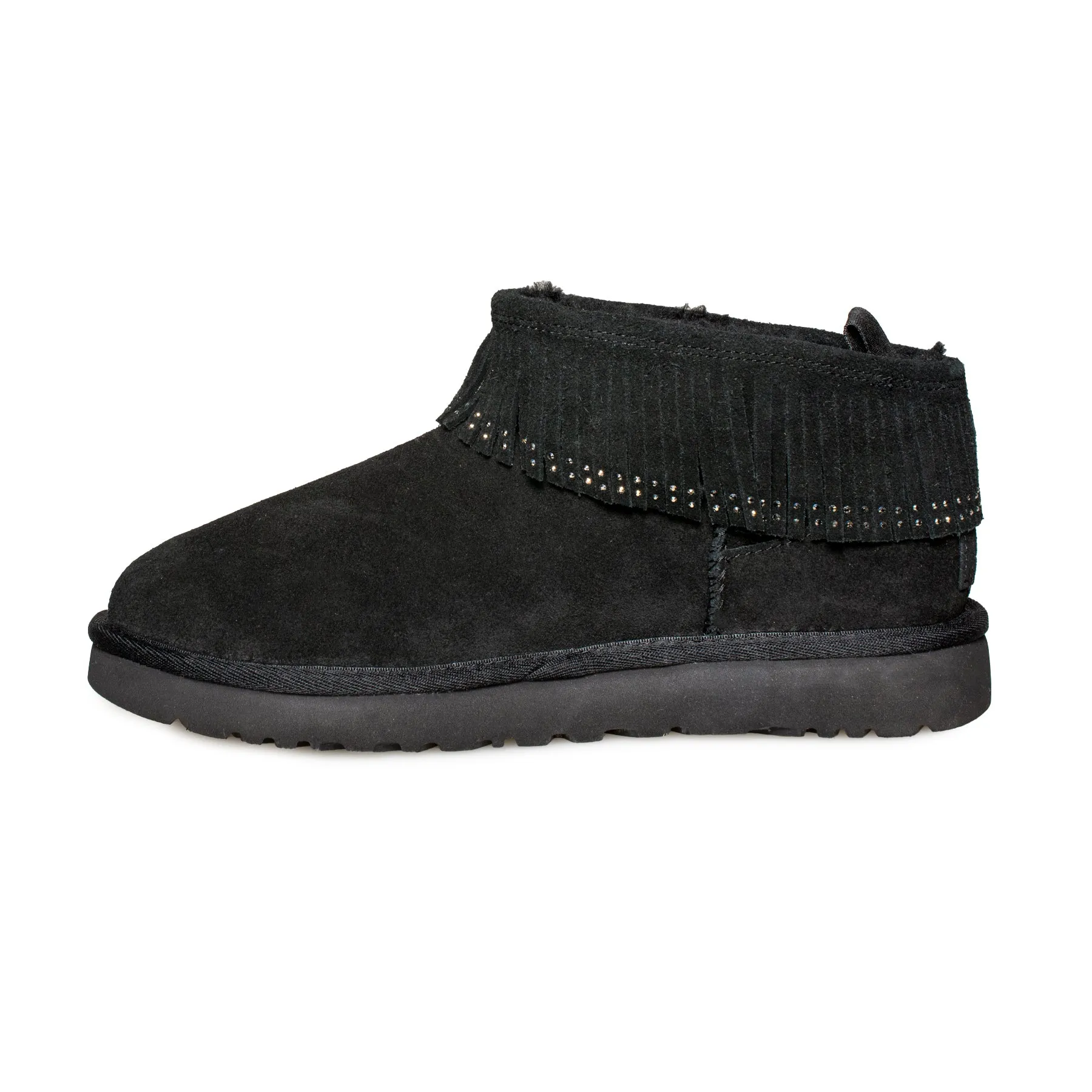 UGG Ultra Mini Fringe Bling Black Boots - Women's