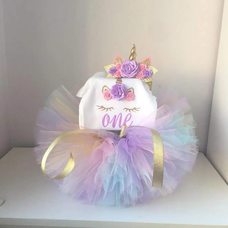 Unicorn 1st Year Birthday Princess Dress Bundle