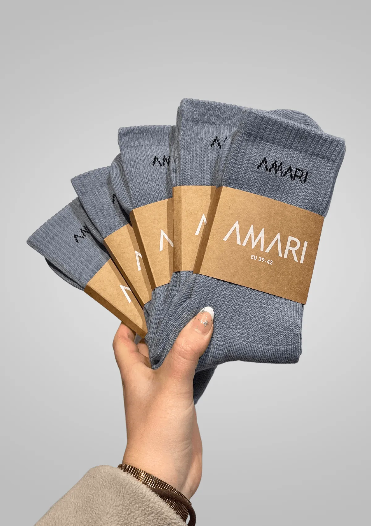 Unisex Crew Socks - Grey (5 Pairs)