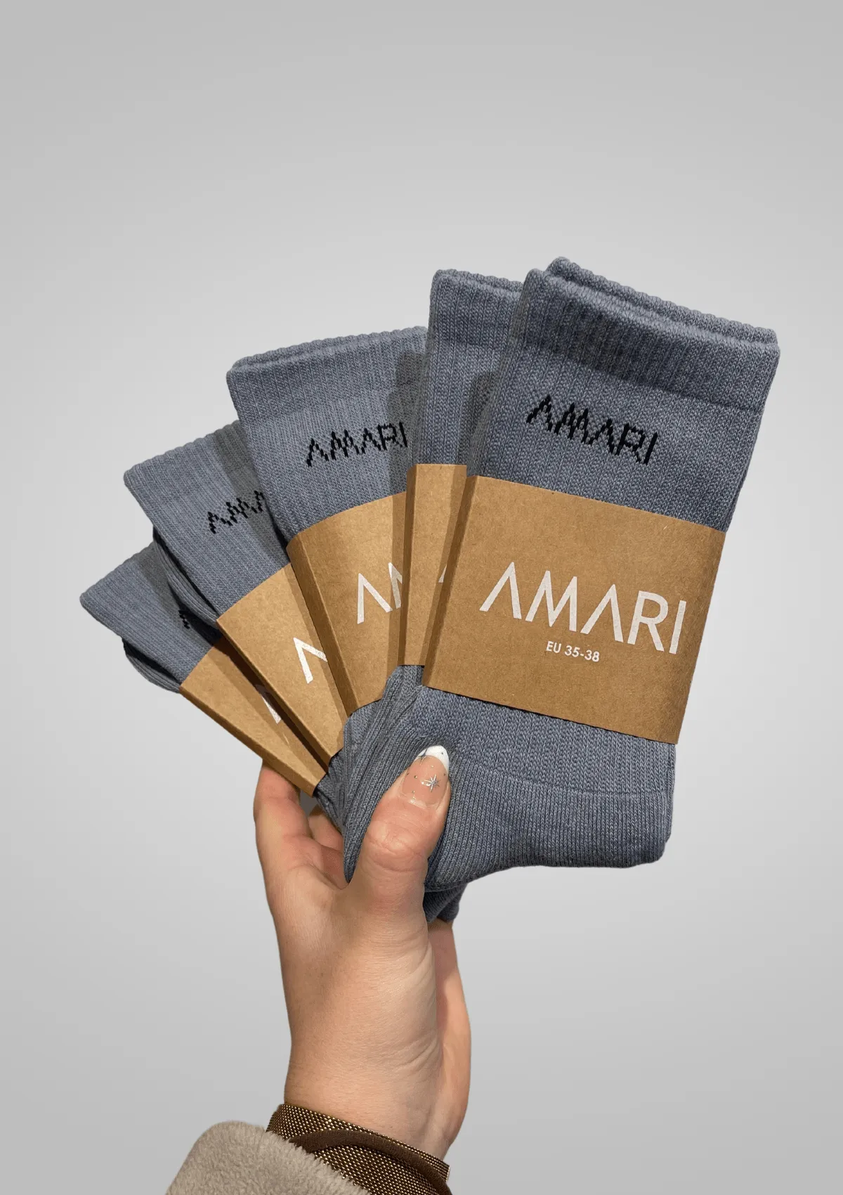 Unisex Crew Socks - Grey (5 Pairs)