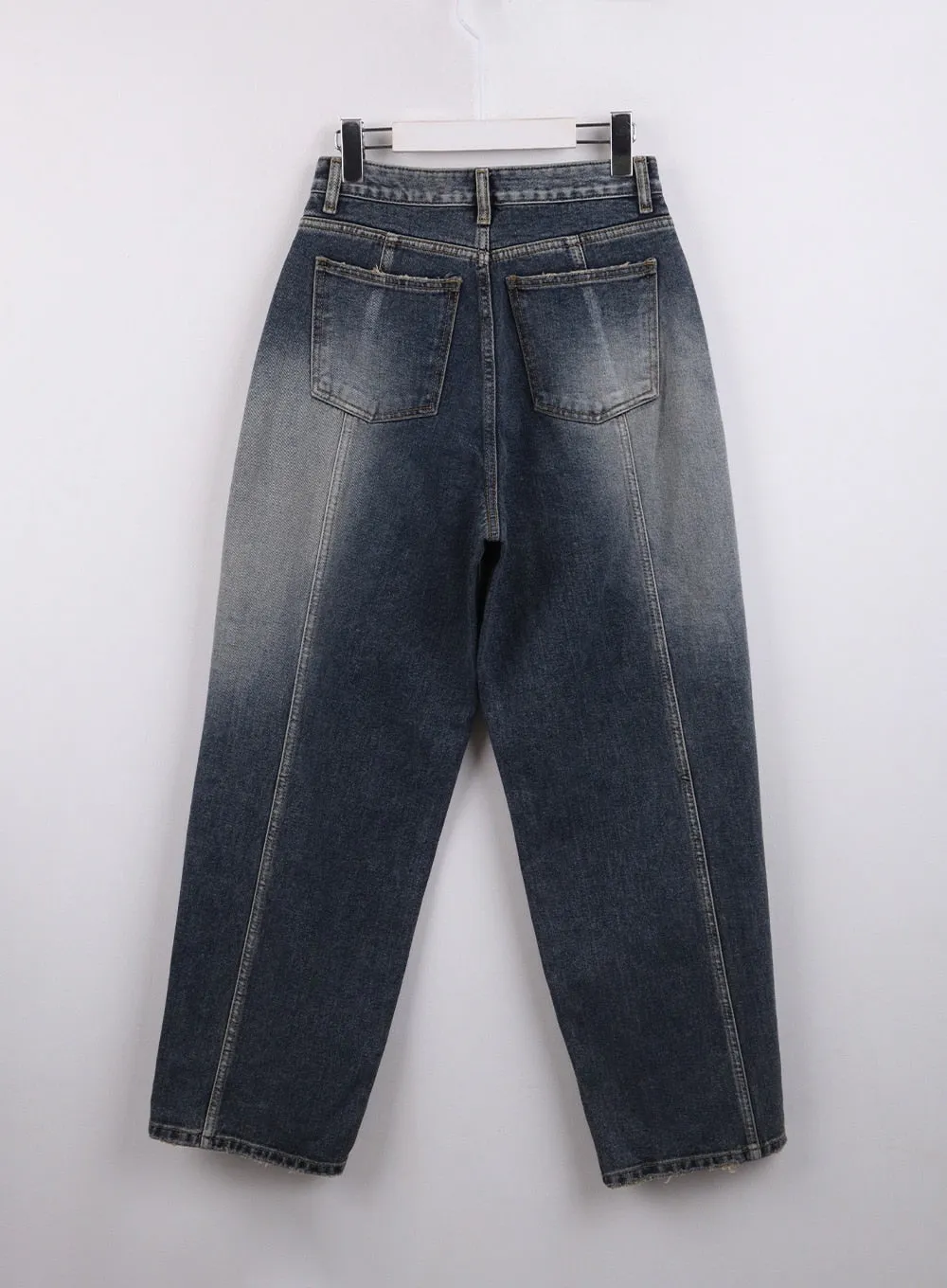 Washed Button Straight Leg Jeans CJ425